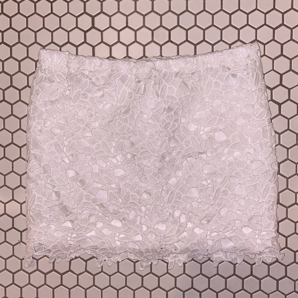 One of a kind white lace skirt